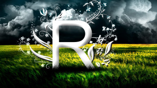 Letter r grass storm clouds - adobe photoshop free wallpaper