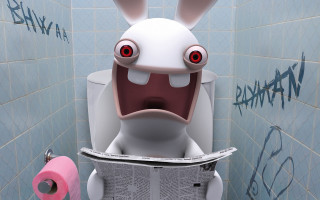 Toilet newspaper bunny face toilet - a toilet free wallpaper