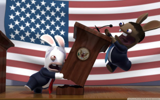 Cartoon rabbit podium flag speaker - aaa game free wallpaper
