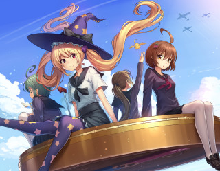 Girls golden object sky background - a group of girls free wallpaper