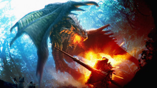 Dragon attacking demon forest fire - weta digital free wallpaper