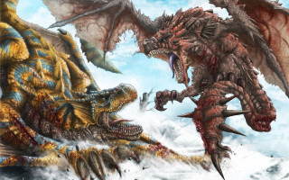 Dragon attacking demon snow sky - a dragon free wallpaper for desktop