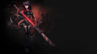 Woman sword redlight cat ears - a sword and a sword blade free wallpaper