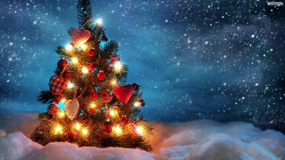 Christmas tree lights decorations snow 2 - decoration free wallpaper