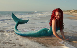 Woman red hair beach mermaid - daphne mcclure free wallpaper for desktop