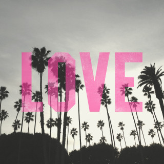 Pink love sign palm trees - edward ruscha free wallpaper for tablet