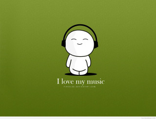 Cartoon character headphones green background - his ear free wallpaper