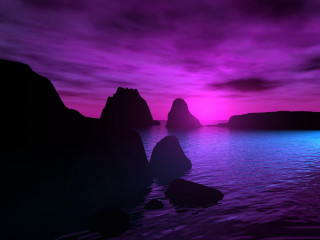 Purple blue sunset water rocks - rock free wallpaper