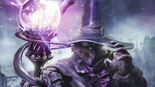 Wizard holding crystal ball purple - a purple hat free wallpaper for desktop