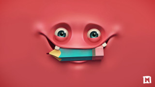 Red background pencil smiling face - a pencil free wallpaper for desktop