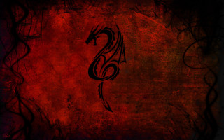 Dragon red background black lines - a black outline free wallpaper for desktop