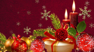 Candle ornaments red background snowflakes - candle free wallpaper