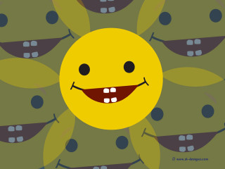 Yellow smiley face green leaves - a yellow smiley face free wallpaper