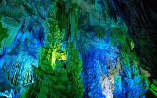 Cave blue green lights walls - ceiling free wallpaper