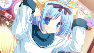 Girl blue hair white shirt 2 - blue hair free wallpaper for desktop