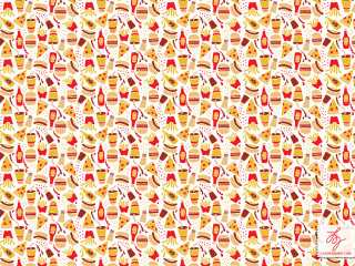 Food drinks pattern white background 2 - a red border free wallpaper for desktop