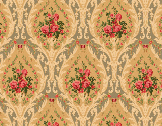 Roses floral pattern beige green - a floral pattern free wallpaper