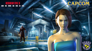 Woman blue dress building man - a video game free wallpaper