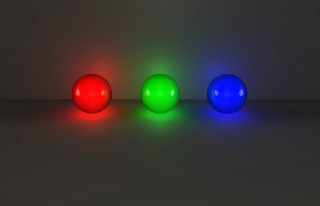 Three colored light balls raytraced - a row free wallpaper for desktop