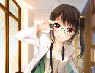 Girl glasses white shirt library - glass free wallpaper for desktop