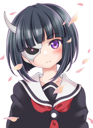 Anime girl horns red tie - shirt free wallpaper for mobile