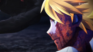 Blonde man cat purple face - yellow hair free wallpaper