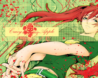 Girl red hair green shirt - over her free wallpaper for desktop