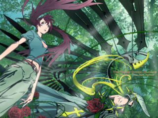 Woman green dress forest flowers - analytical free wallpaper