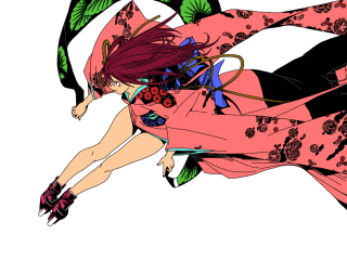 Woman pink dress flying hair 2 - ukiyoe free wallpaper for desktop