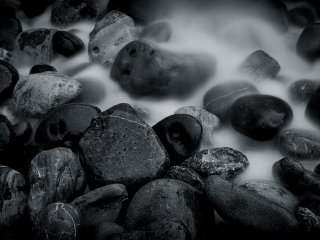 Black white rocks water stream - ansel adams free wallpaper