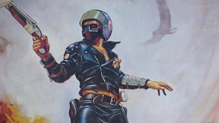 Man leather gun bird flying - a leather outfit holding free wallpaper