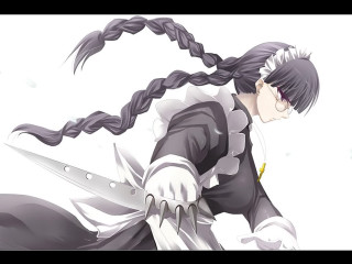 Woman knife braid gothic anime - long hair holding free wallpaper