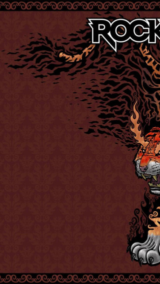 Tiger rock band on back - psychedelic free wallpaper