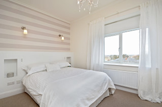 Bedroom bed chandelier window striped - striped free wallpaper