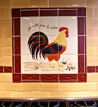 Rooster tile mural kitchen stove - regionalism free wallpaper for tablet