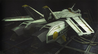 Futuristic fighter jet metal structure - a ladder free wallpaper