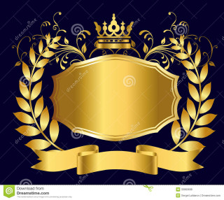 Golden emblem crown ribbon black - free other wallpaper