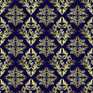 Blue gold wallpaper leaves flowers - a pattern of leaves free wallpaper