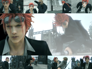 Redhair man black suit cityscape - a collage of images free wallpaper