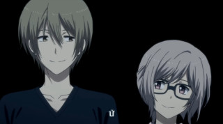 Anime characters glasses black background - a white outline free wallpaper