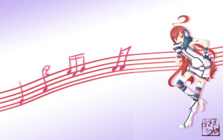 Woman musical staff note background - chinese character free wallpaper for desktop