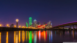 City skyline bridge lights reflection 2 - neofauvism free wallpaper for desktop