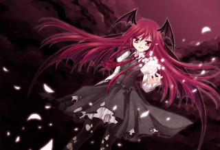 Girl red hair black dress 3 - a black dress holding free wallpaper