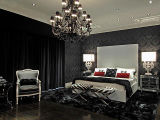Black white bedroom chandelier bed - a bedroom free wallpaper