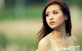 Woman long hair white dress 14 - chen lu free wallpaper