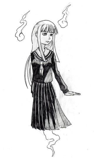 Girl cigarette dress drawing artwork - a cigarette free wallpaper for mobile