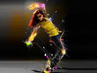 Colorful dancing woman lights body - she free wallpaper