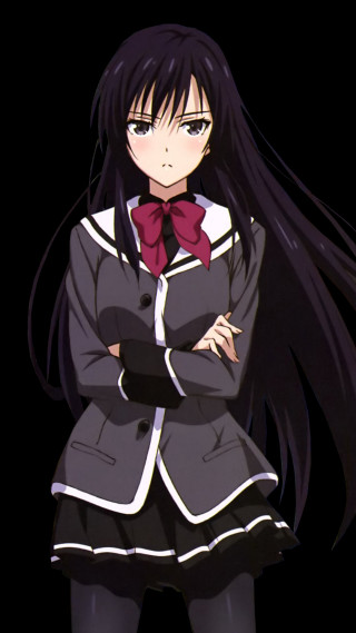 Girl schooluniform blacklonghair redbow crossedarms - long black hair free wallpaper