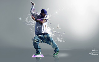 Dancing man purple hat glowing - blue jeans free wallpaper