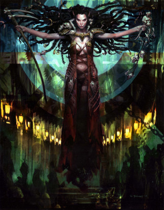 Woman long hair sword hands - magic free wallpaper for mobile